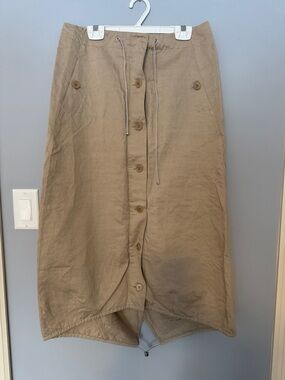 MaxMara Beige Button-Front High-Low Midi Skirt